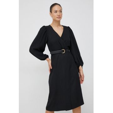 Vila rochie Vitrixie culoarea negru, midi, evazati