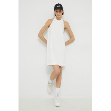 Adidas Originals rochie din bumbac culoarea alb, mini, evazati