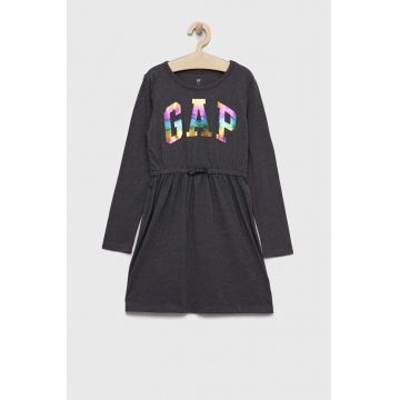 GAP rochie din bumbac pentru copii culoarea negru, mini, evazati