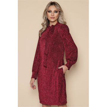 Rochie MBG bordo cu funda la guler