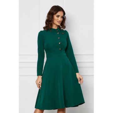 Rochie Moze verde cu nasturi la bust