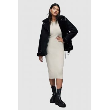 AllSaints rochie culoarea alb, midi, mulata