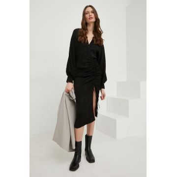 Answear Lab rochie culoarea negru, midi, drept