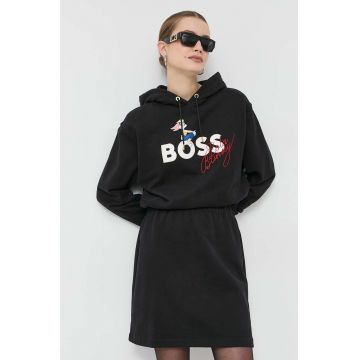 BOSS rochie x Looney Tunes culoarea negru, mini, evazati
