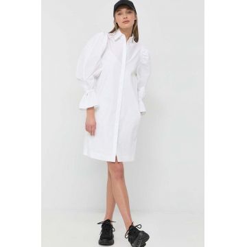 Karl Lagerfeld rochie din bumbac culoarea alb, mini, drept