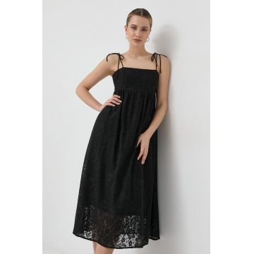 Notes du Nord rochie culoarea negru, midi, evazati