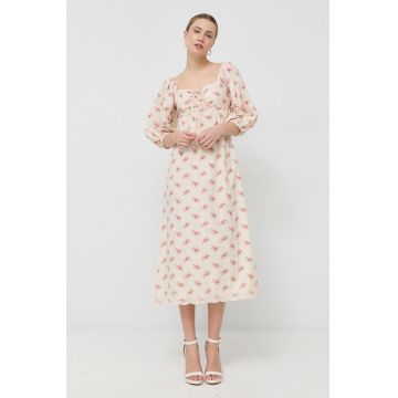 Notes du Nord rochie din bumbac Filippa culoarea bej, maxi, evazati