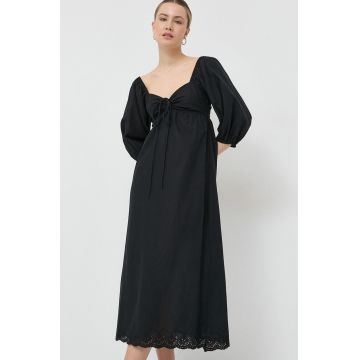 Notes du Nord rochie din bumbac Filippa culoarea negru, maxi, evazati