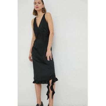 Remain rochie culoarea negru, midi, mulata