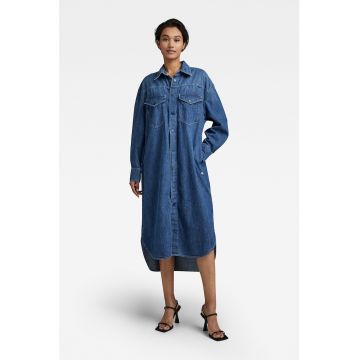 Rochie-camasa din denim cu buzunare