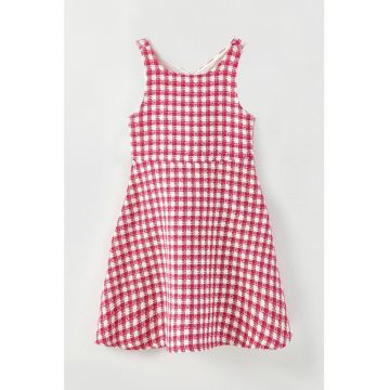 Rochie fara maneci cu model gingham