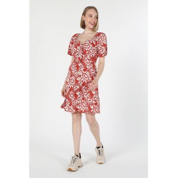 Rochie mini evazata cu imprimeu floral