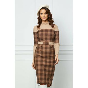 Rochie Moze bej cu carouri maro