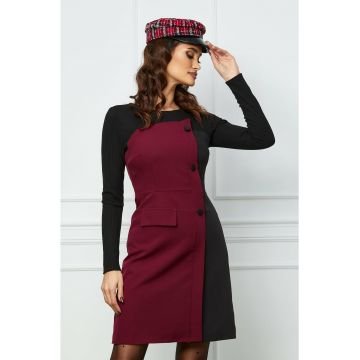 Rochie Moze bordo cu nasturi decorativi frontali