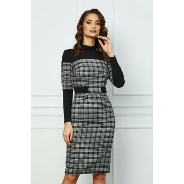 Rochie Moze neagra cu carouri albe