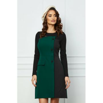 Rochie Moze verde cu nasturi decorativi frontali