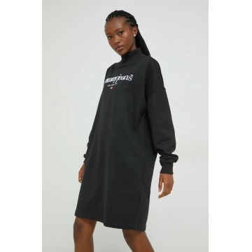 Tommy Jeans rochie culoarea negru, midi, oversize