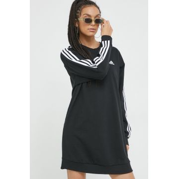 adidas hanorac de bumbac femei, culoarea negru, cu imprimeu