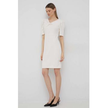 Dkny rochie culoarea bej, mini, drept