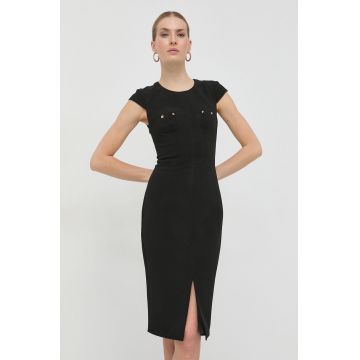 Elisabetta Franchi rochie culoarea negru, midi, mulata