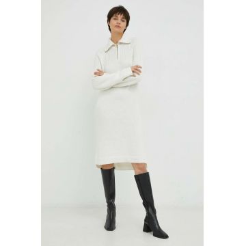 G-Star Raw rochie din amestec de lana culoarea bej, mini, oversize