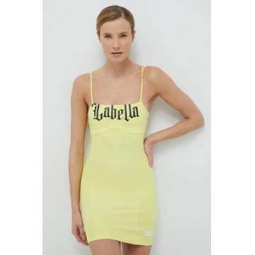 LaBellaMafia rochie culoarea galben, mini, mulata