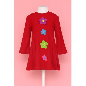Rochie cu croiala in A si aplicatii florale