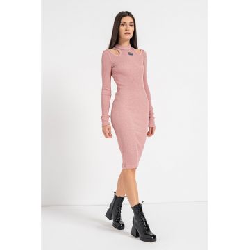 Rochie striata cu insertii de lurex