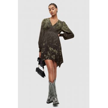AllSaints rochie culoarea verde, mini, evazati