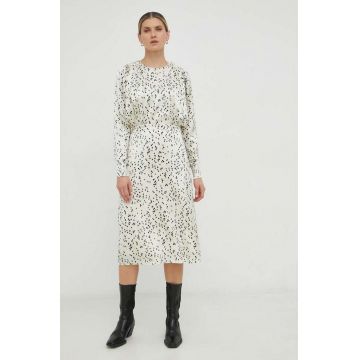 Bruuns Bazaar rochie Acacia Adee culoarea bej, midi, evazati
