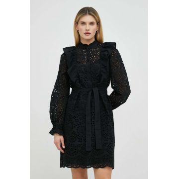Bruuns Bazaar rochie din bumbac Sienna Kandra culoarea negru, mini, drept