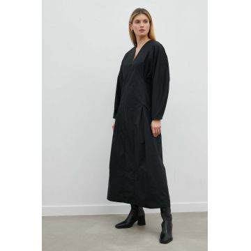 By Malene Birger rochie din bumbac culoarea negru, maxi, evazati