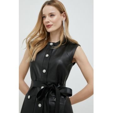 Custommade rochie de piele Jada culoarea negru, mini, mulata