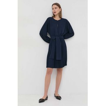 Marella rochie culoarea albastru marin, mini, evazati