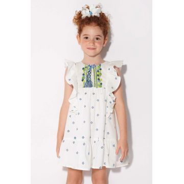 Mayoral rochie din bumbac pentru copii culoarea alb, mini, evazati