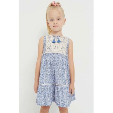 Mayoral rochie din bumbac pentru copii culoarea albastru marin, mini, drept