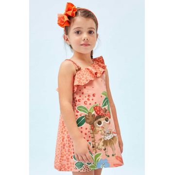 Mayoral rochie din bumbac pentru copii culoarea portocaliu, mini, drept