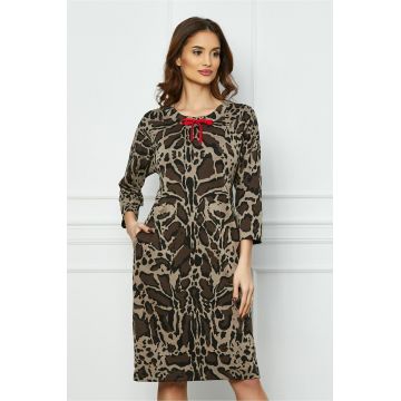 Rochie Ania maro cu animal print