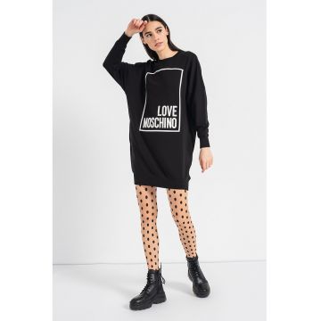 Rochie cu imprimeu logo si maneci cazute