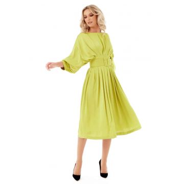 Rochie midi evazata cu maneci cazute