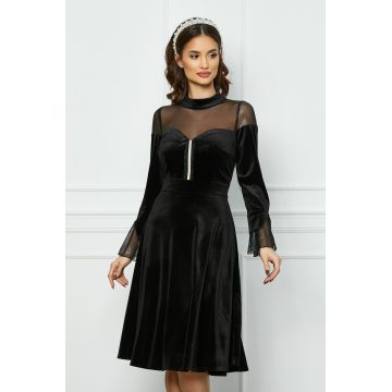 Rochie Moze neagra cu tull la bust