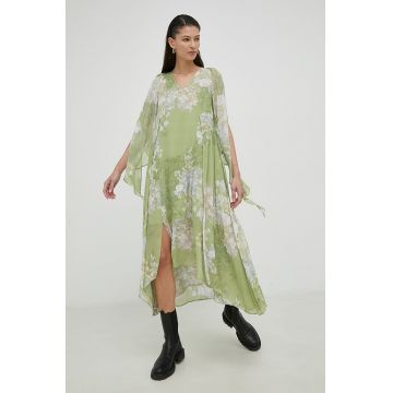 AllSaints rochie culoarea verde, midi, oversize