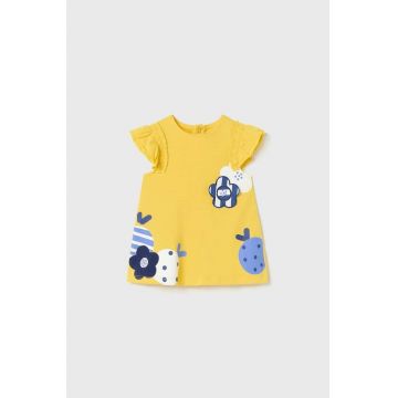 Mayoral Newborn rochie bebe culoarea galben, mini, drept