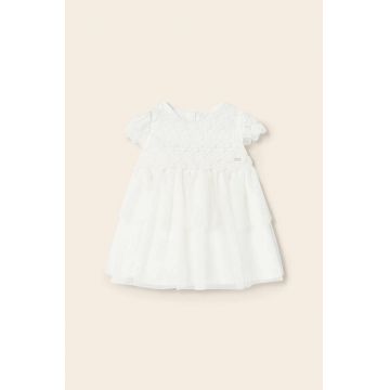 Mayoral rochie bebe culoarea alb, mini, evazati