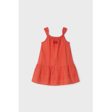 Mayoral rochie din bumbac pentru copii culoarea portocaliu, midi, drept