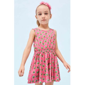Mayoral rochie din bumbac pentru copii culoarea roz, mini, drept