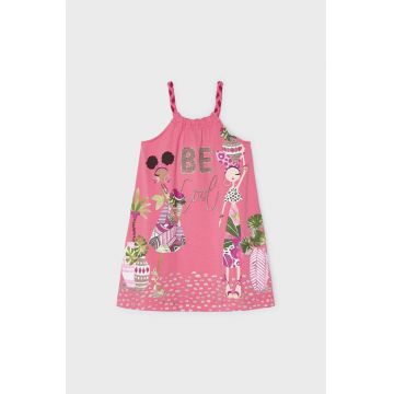 Mayoral rochie din bumbac pentru copii culoarea roz, mini, drept