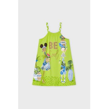 Mayoral rochie din bumbac pentru copii culoarea verde, mini, drept