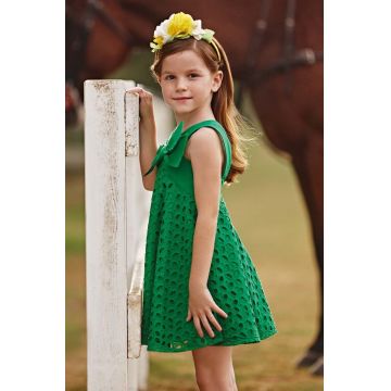 Mayoral rochie din bumbac pentru copii culoarea verde, mini, evazati