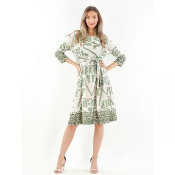 Rochie Dama Haven Crem cu Verde